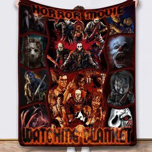 Cartoon Horror Theme Blanket – Soft Cozy 50x60” Polyester Throw for Horror Fans